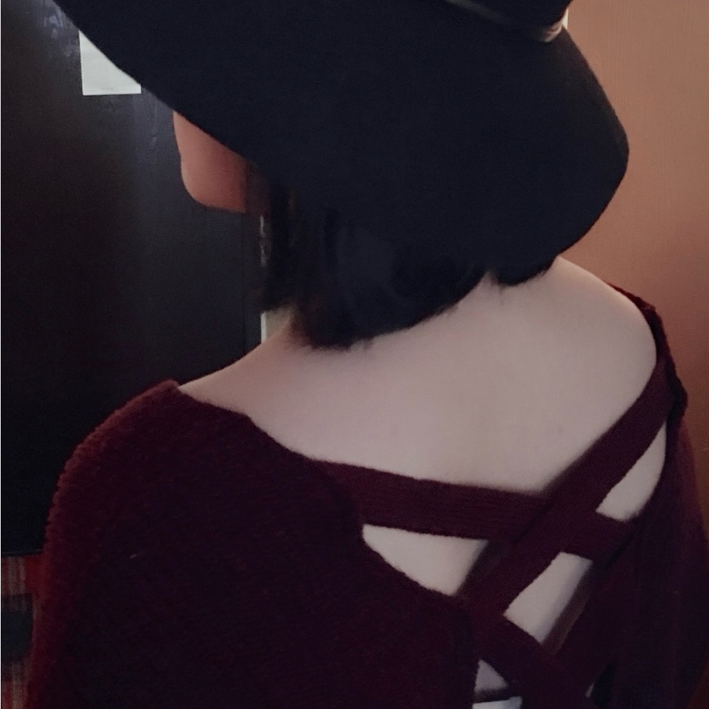 Elegant Burgundy Sweater with Cross Back